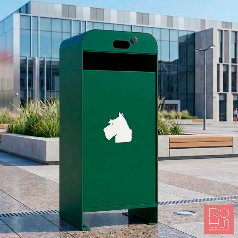 Paperera canina metàl·lica model Hèlix i amb dispensador de bosses